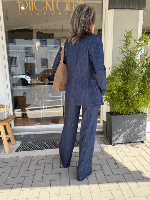 Hose | Sem Per Lei | weit Fischgrat | navy | 957925 – Bild 3