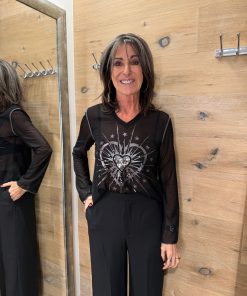 T-Shirt | Grace | Mesh shirt | SHINY HEART | schwarz | 436/2129