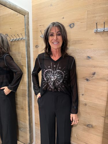 T-Shirt | Grace | Mesh shirt | SHINY HEART | schwarz | 436/2129