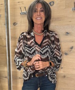 Bluse | Grace | Chiffonbluse Zackenmuster | black | 436/3116