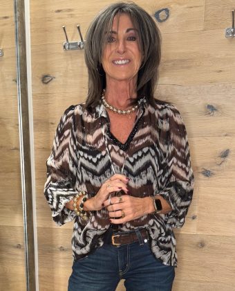 Bluse | Grace | Chiffonbluse Zackenmuster | black | 436/3116